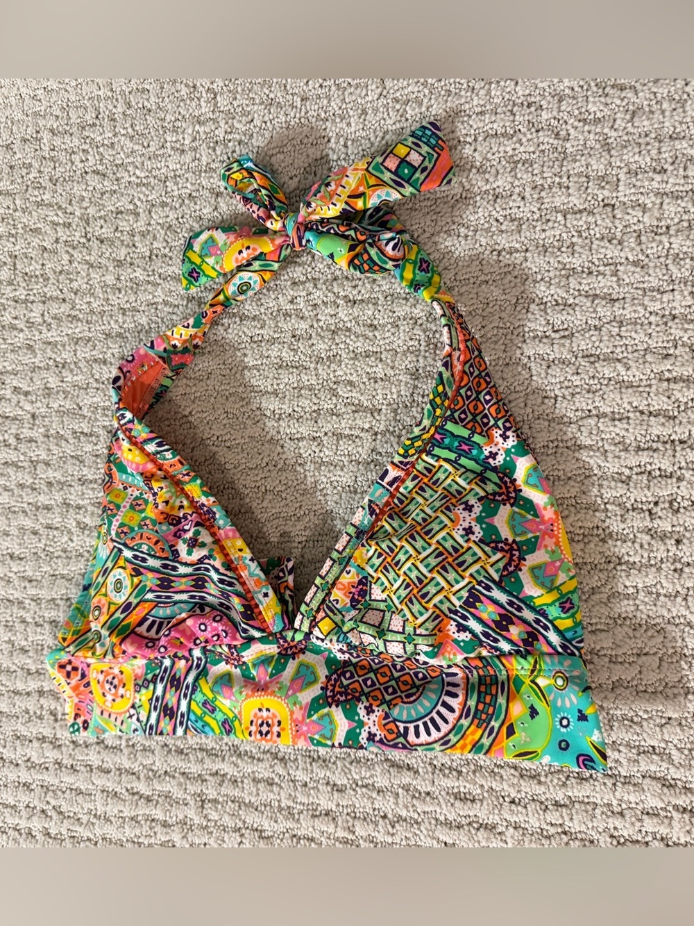 Bleu Rod Beattie Multicolor Paisley Halter Bikini Top Sz 6